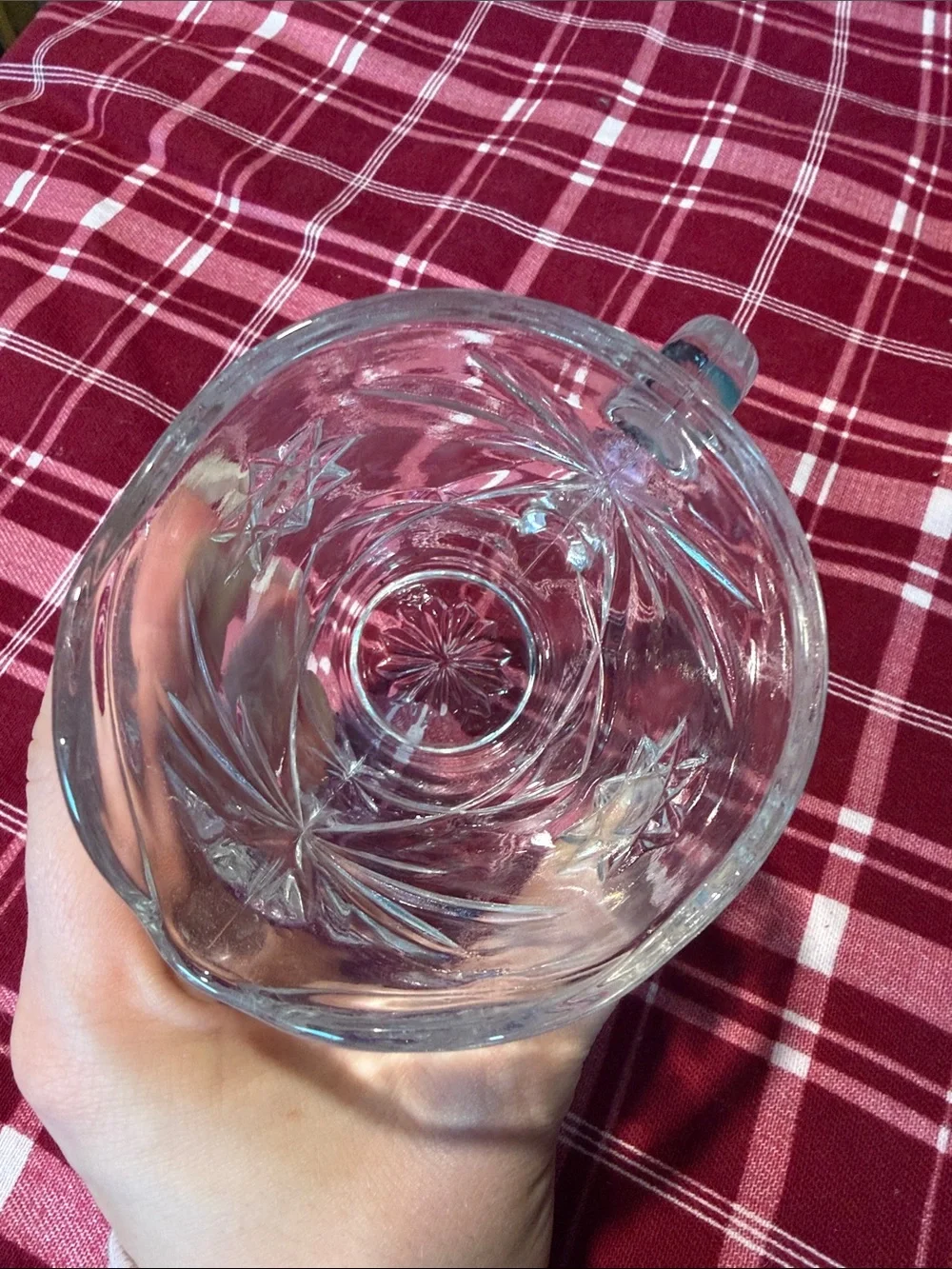 Vtg Anchor Hocking Star of David Glass Creamer Pitcher
